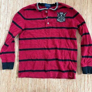 Polo Ralph Lauren Rugby Shirt Boys Sz 7 Striped Red Preppy Casual
